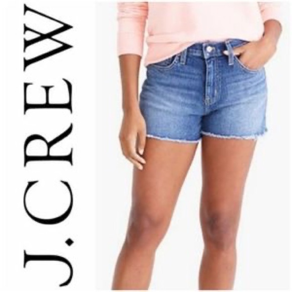 J. Crew High Rise Raw Edge Jean Shorts Size 27